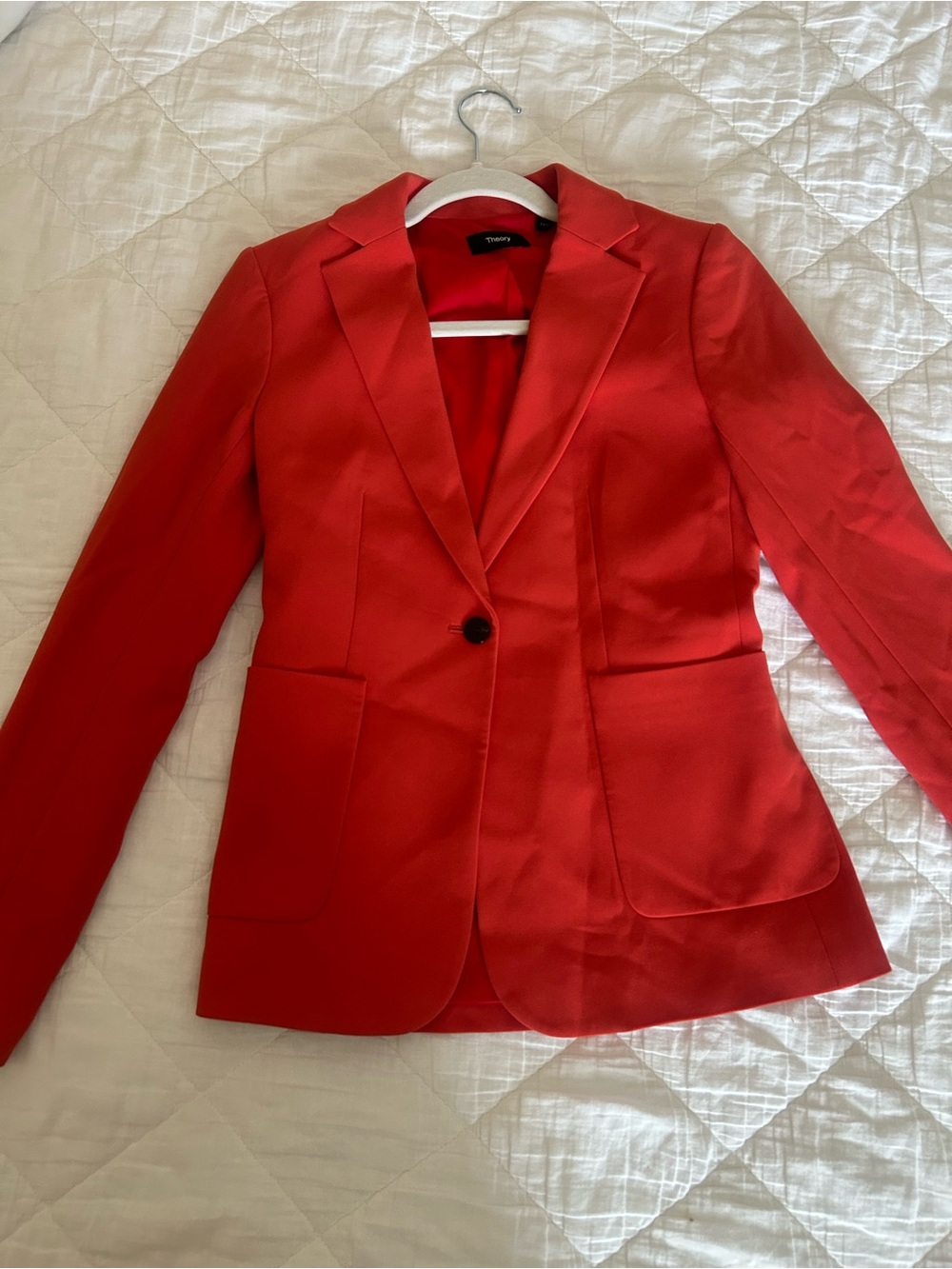Theory Red Single-Button Tailored Blazer